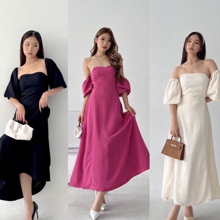 FELICIA BRIDESMAID DRESS SEXY KOREA  MIDI DRESS KONDANGAN  PROM NIGHT GOWN  DRESS PESTA SEXY MEWAH  