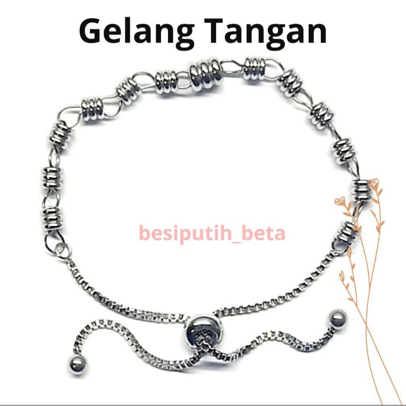 gelang serut besi putih asli