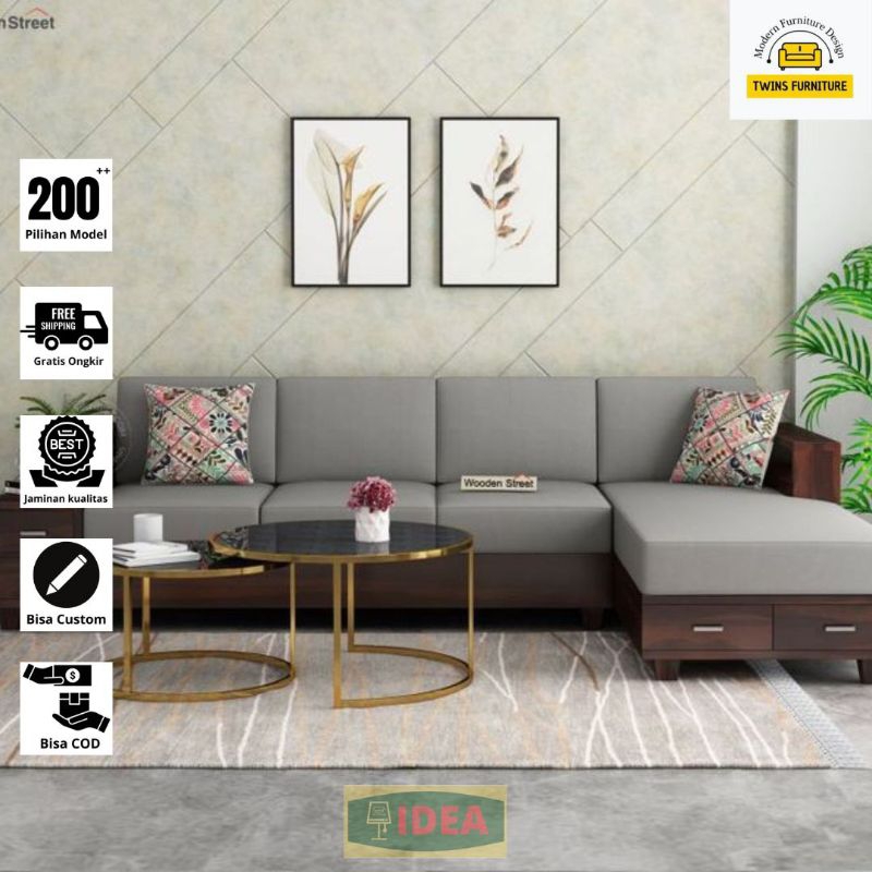 IDEA - Sofa Kursi Jati Modern Kualitas Premium/Sofa Letter L