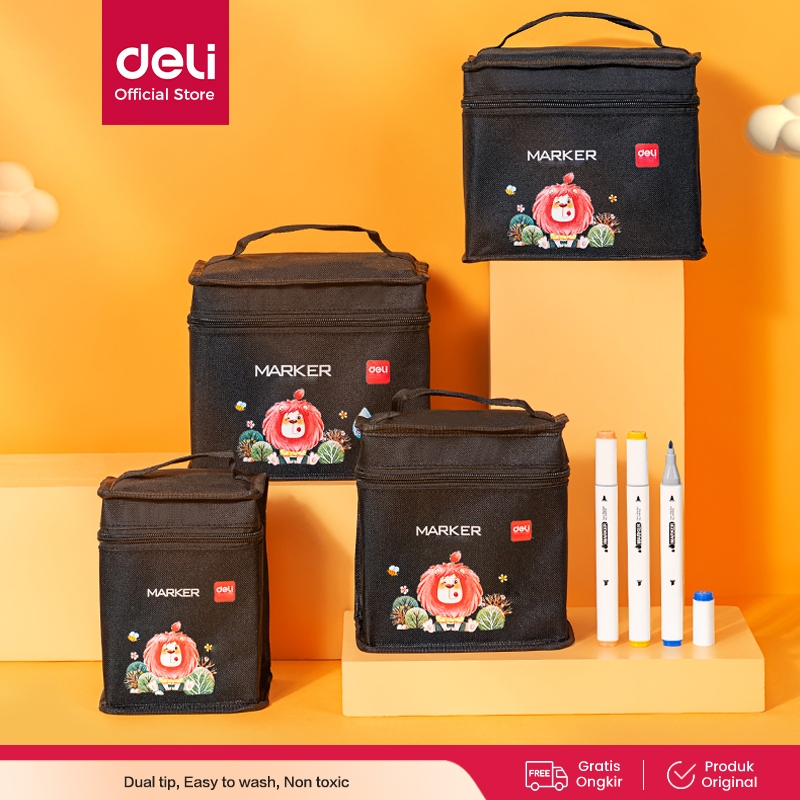 Deli Spidol Sketsa / Sketch Marker 40 80 Warna Dual Tip Non Toxic HM900