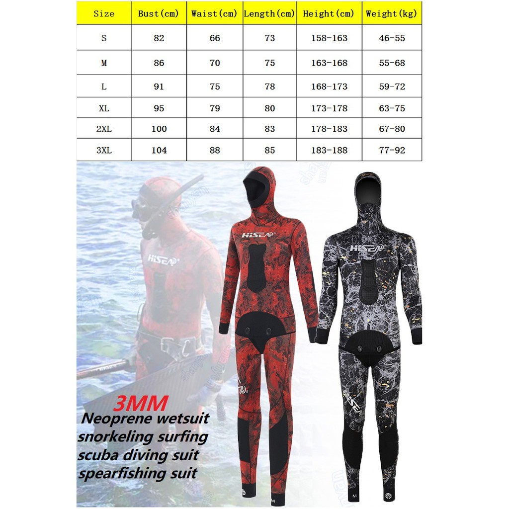 Hisea 3MM Japanese yamamoto wetsuit Men's open cell wetsuit scuba diving suit snorkeling set diving 