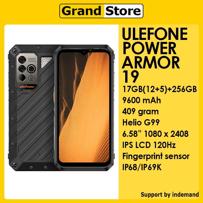ULEFONE POWER ARMOR 19 4G 17GB+256GB 6.58" 9600mAh Android 12 Fingerprint NFC Rugged smartphone