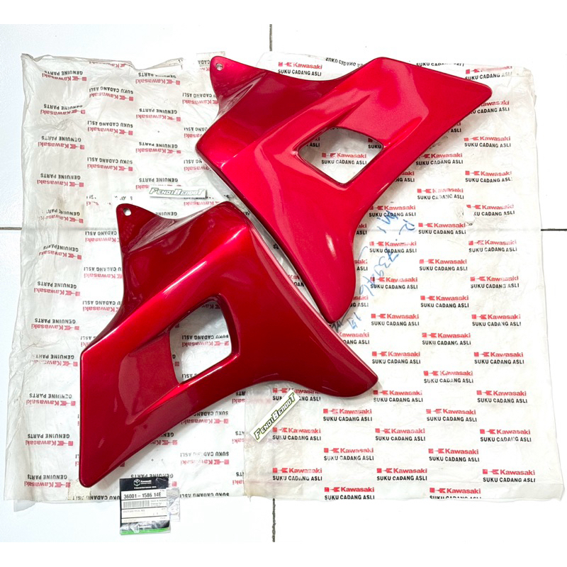 ( NOS ) SEPASANG SAYAP TANGKI TENGKI COVER RADIATOR NINJA R KIS C J OLD LAMA MERAH MARON MARUN 14E O