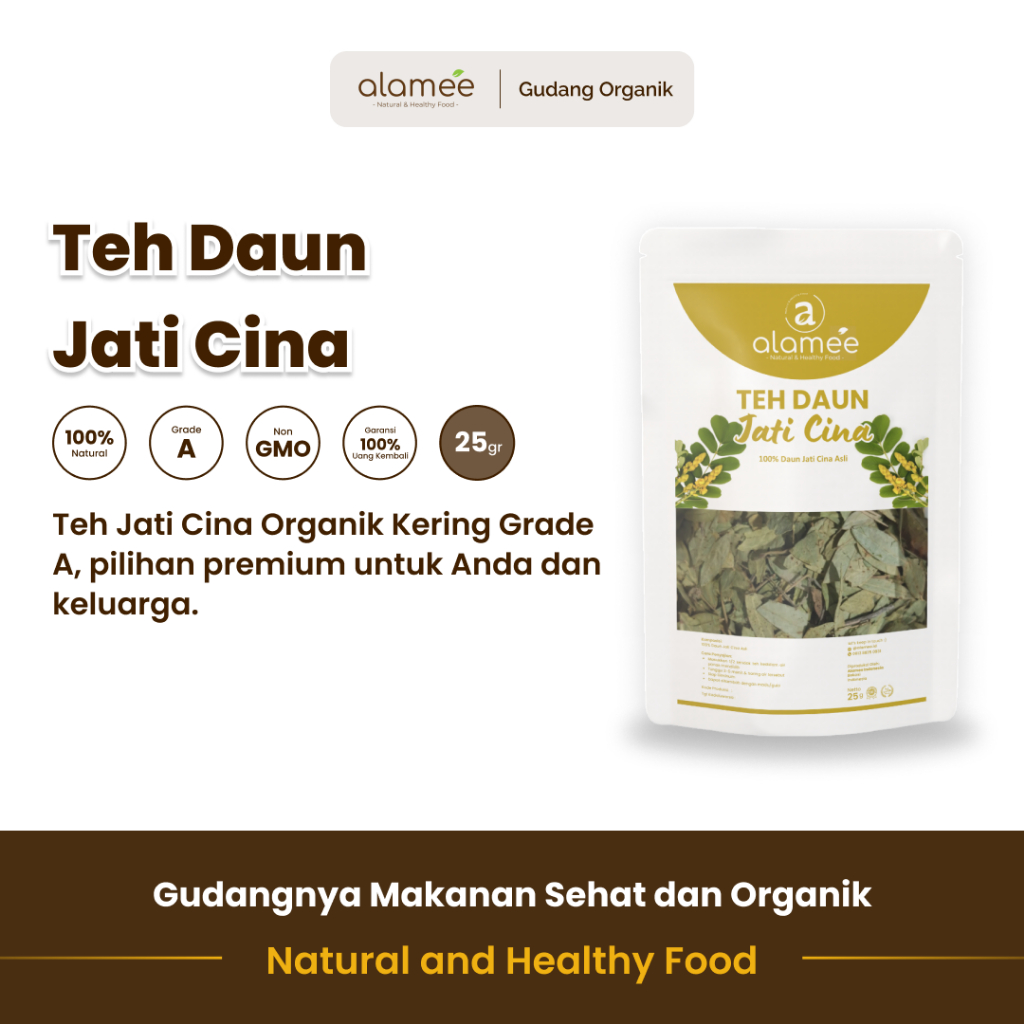 

alamee kemasan 25 gram teh bunga senna menawarkan aroma segar dan rasa alami dari daun bunga pilihan