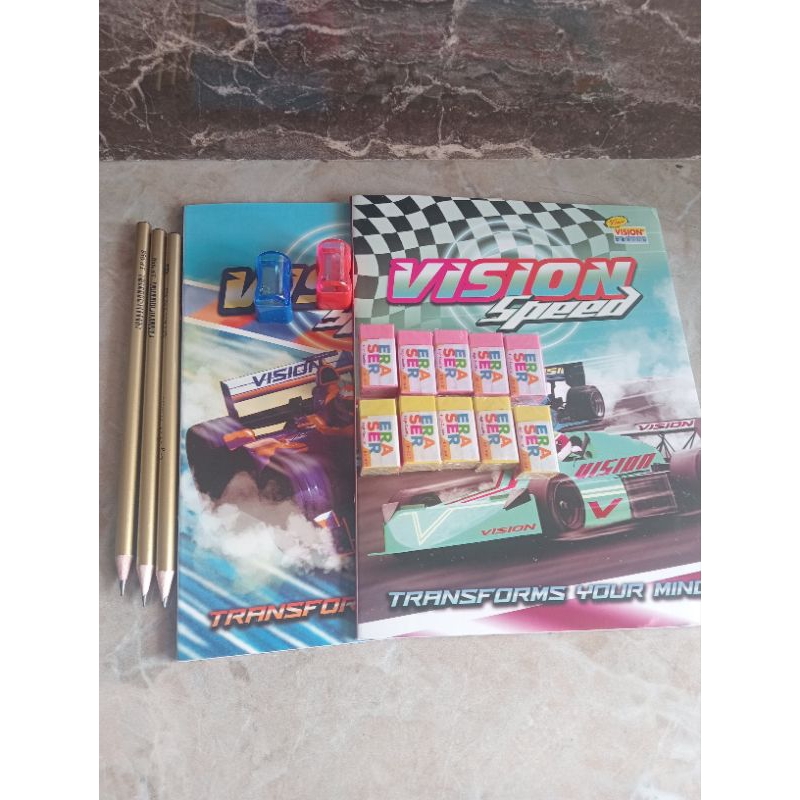 buku tulis vision/ peralatan sekolah/pensil/paketan buku tulis lengkap