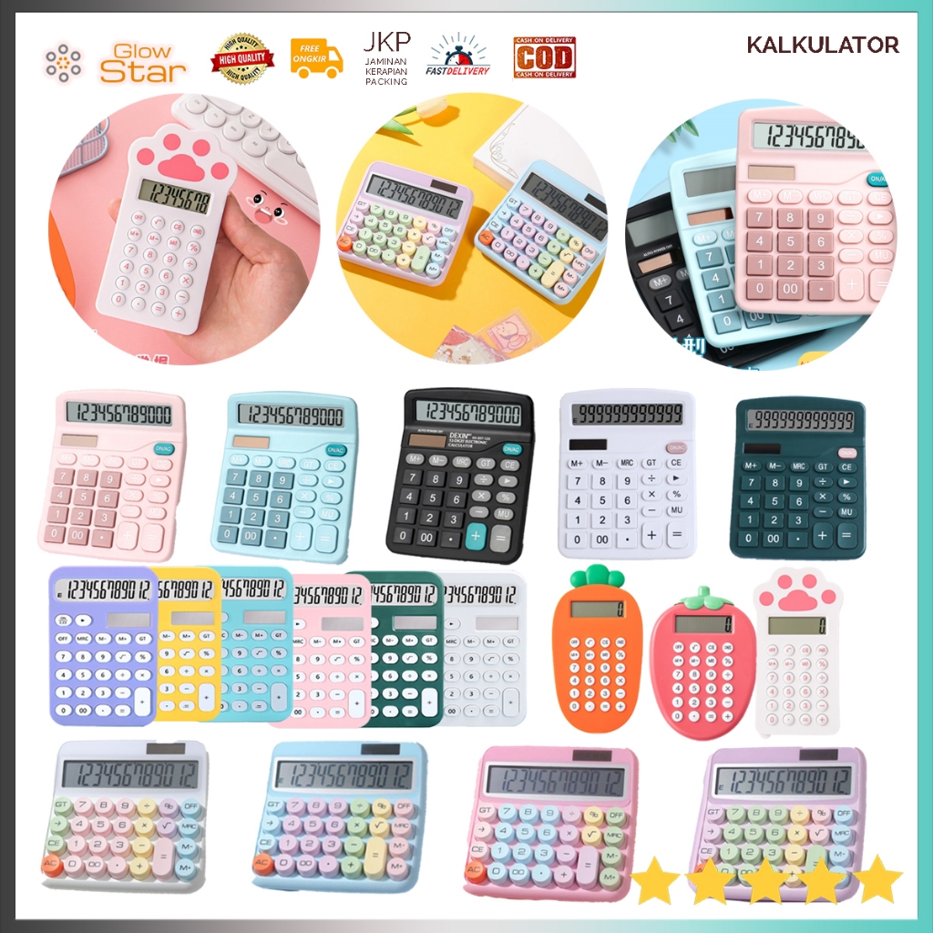 

Kalkulator Elektronik Digital 12 Digit - Black, Kalkulator toko baterai AA / Batrai Kancing Tenaga Surya Cahaya pink blue orange green kalkulator kecil besar kantong lucu cute color