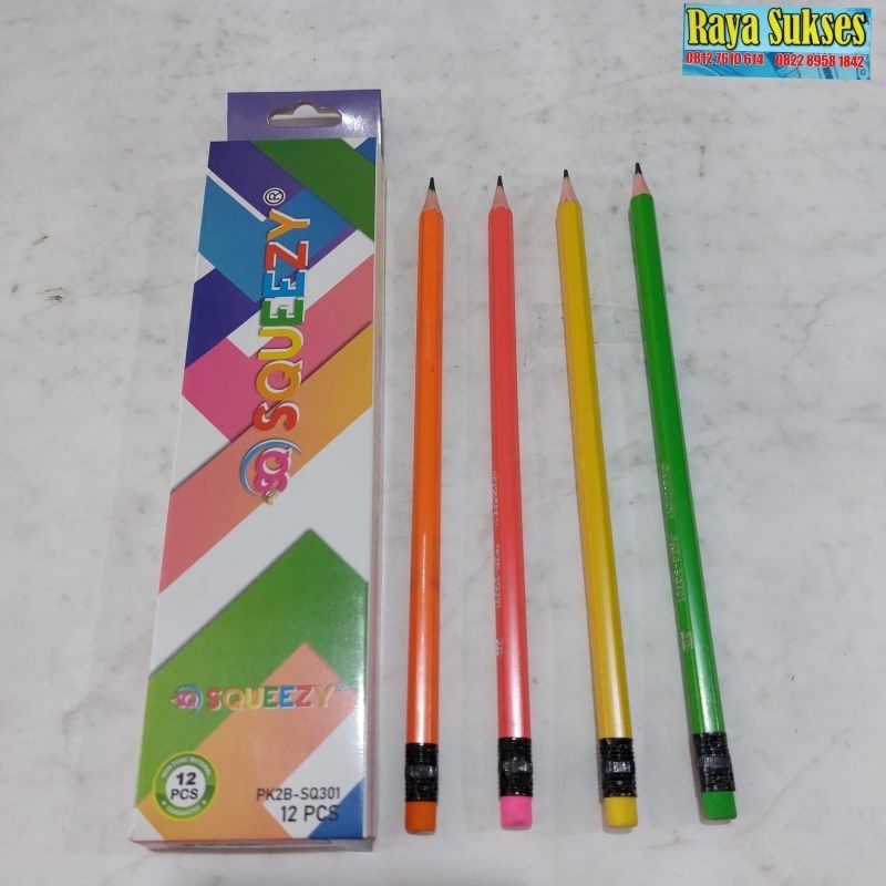 

Pensil Squeezy PK2B-SQ301/Pensil 2B Squeezy/Pensil Warna Warni+Penghapus