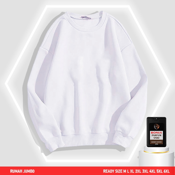 Sweater Oversize Polos Putih M-6XL Crewneck Pria Switer Cowok Sweater Pria Keren