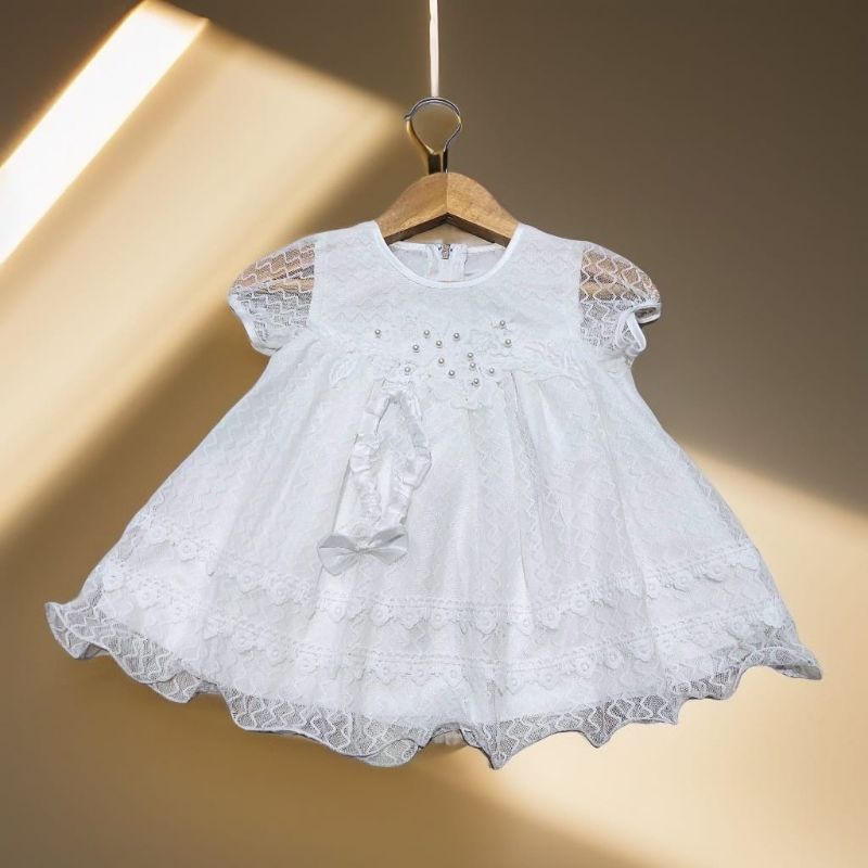 Gaun bayi putih, gaun newborn,gaun akikah, dress bayi, dress bayi newborn