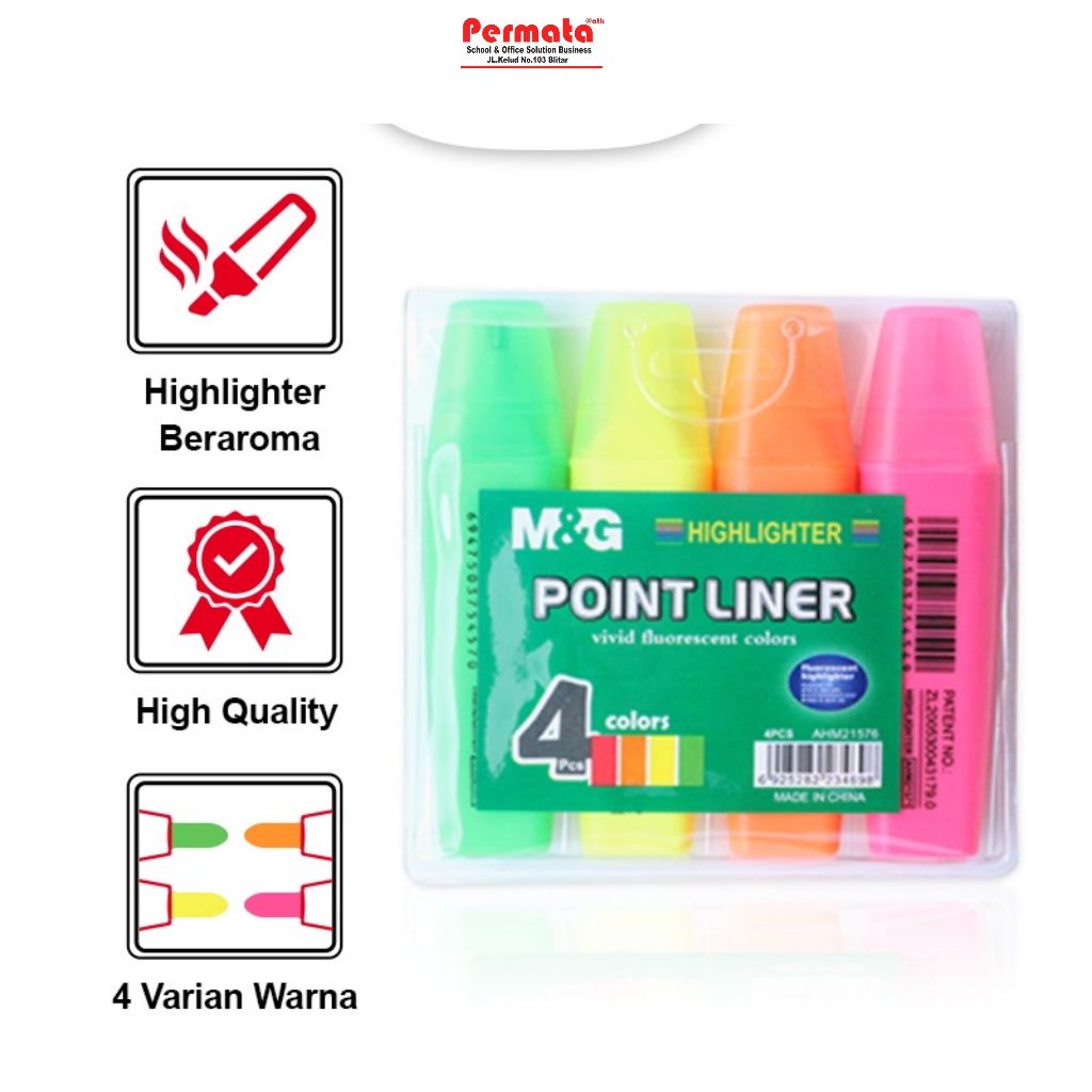 

Highliter M&G Point Liner/Point Color AHM21576 (1 Set 4 Warna)/Stabilo Warna