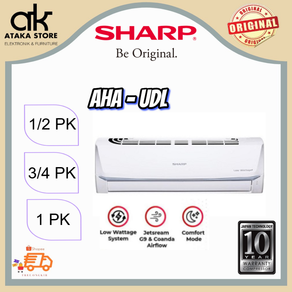 AC SHARP LOW WATT NON PLASMA  AHA5UDL 1/2 PK - AHA7UDL 3/4 PK - AHA9UDL 1 PK
