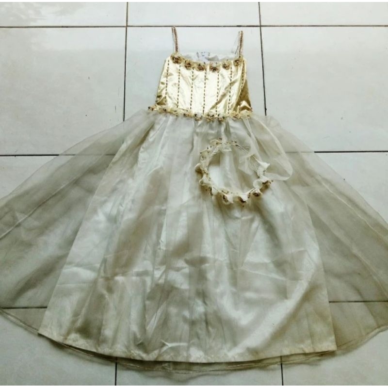 PRELOVED Baju anak Dress pesta Gaun Warna gold