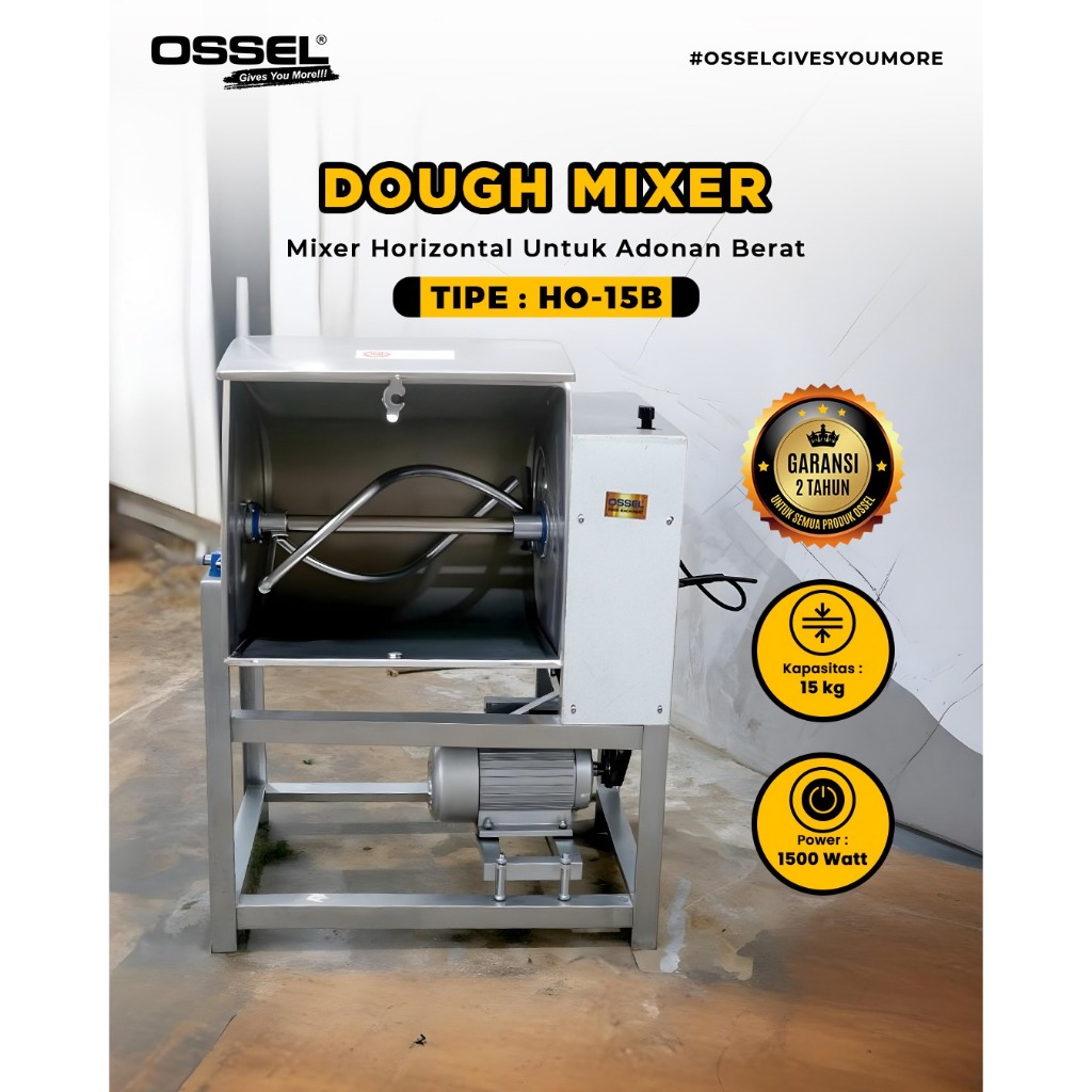 Mixer Adonan Mixer Horizontal Giling Roti Adonan Roti Kue Dough Mixer 15kg Ossel Mesin Adonan Mixer