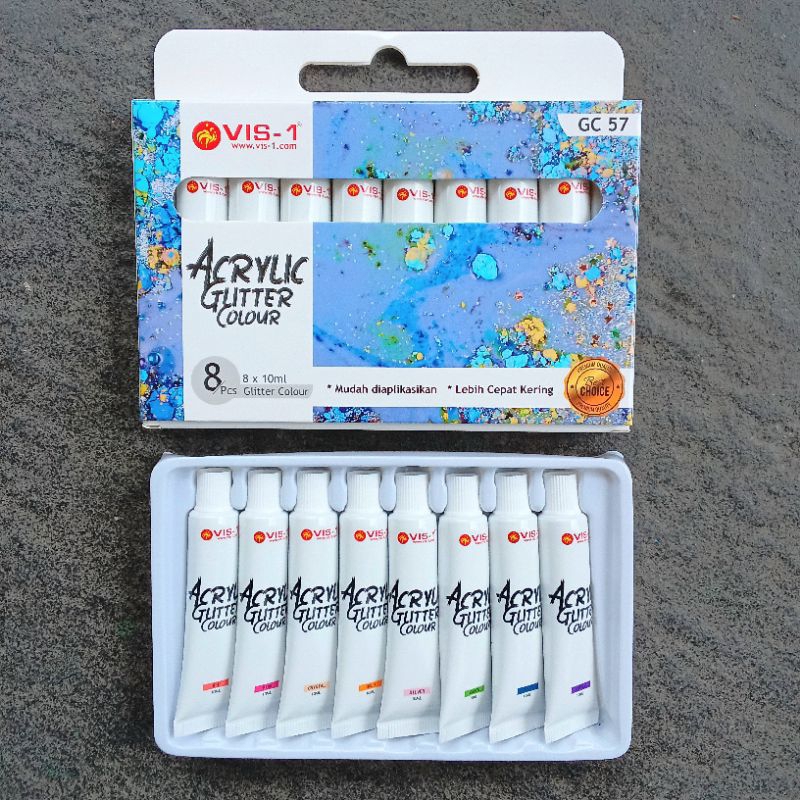 

Cat Acrylic VIS-1 10ml Glitter 8 Warna ( Set ) [ Original ]