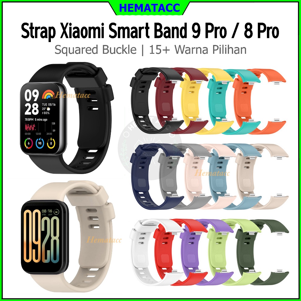 Strap Mi Band 9 Pro / Mi Band 8 Pro Polos Squared Tali Jam Xiaomi Smart Band 9 8 Pro Silicone