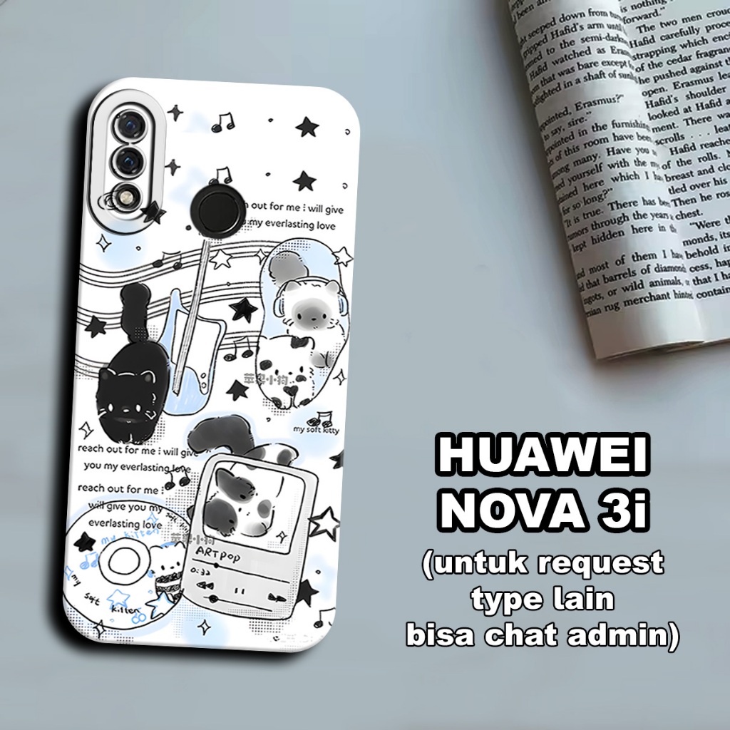 CC22/ Softcase karet lentur untuk huawei nova 3i/Motif kucing/case huawei nova 3i/kesing huawei nova