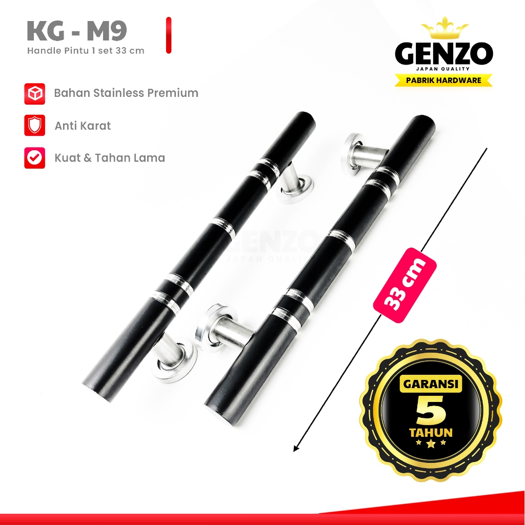 GENZO Handle Pintu Rumah Minimalis Stainless Steel 33 cm Motif Bulat 2 Kupu Tarung Warn Bulat