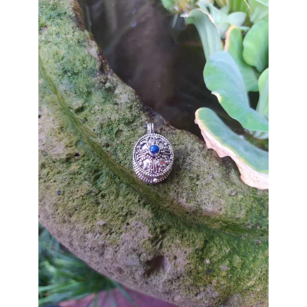 Liontin Tabung Perak 925 permata lapiz lazulli