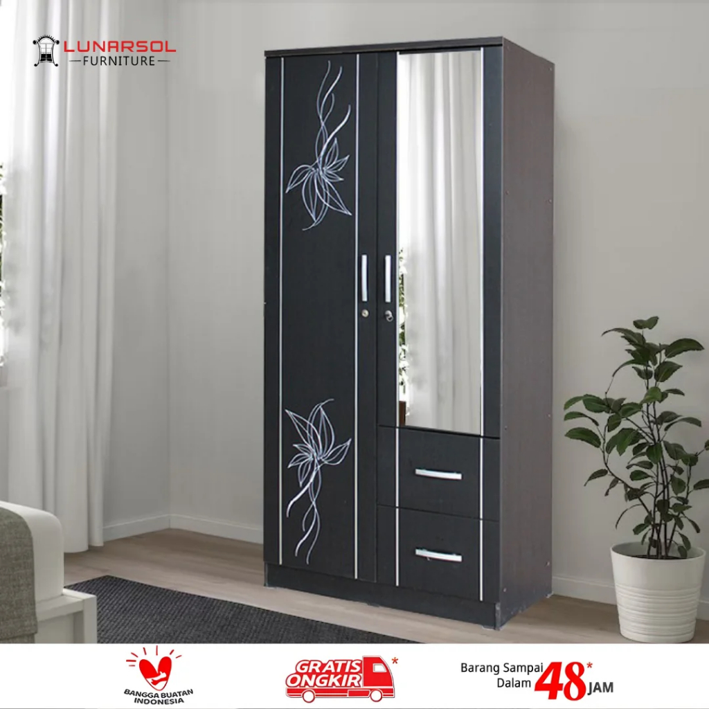 Lunarsol LPT 016/ Lemari Pakaian Minimalis / Wardrobe Baju Motif Kayu / Lemari murah bandung