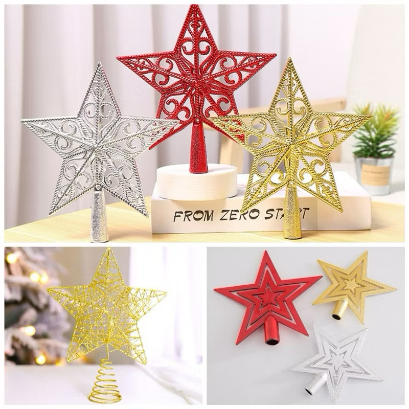 Top bintang pohon natal/top bintang emas/hiasan pohon natal bintang/ornamen natal top bintang