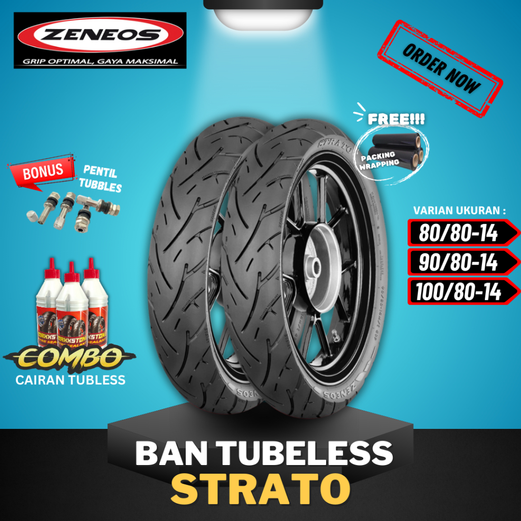 [READY COD] BAN ZENEOS STRATO RING 14 ( 80/80-14 / 90/80-14 / 100/80-14 ) / BAN TUBELESS ZENEOS RING