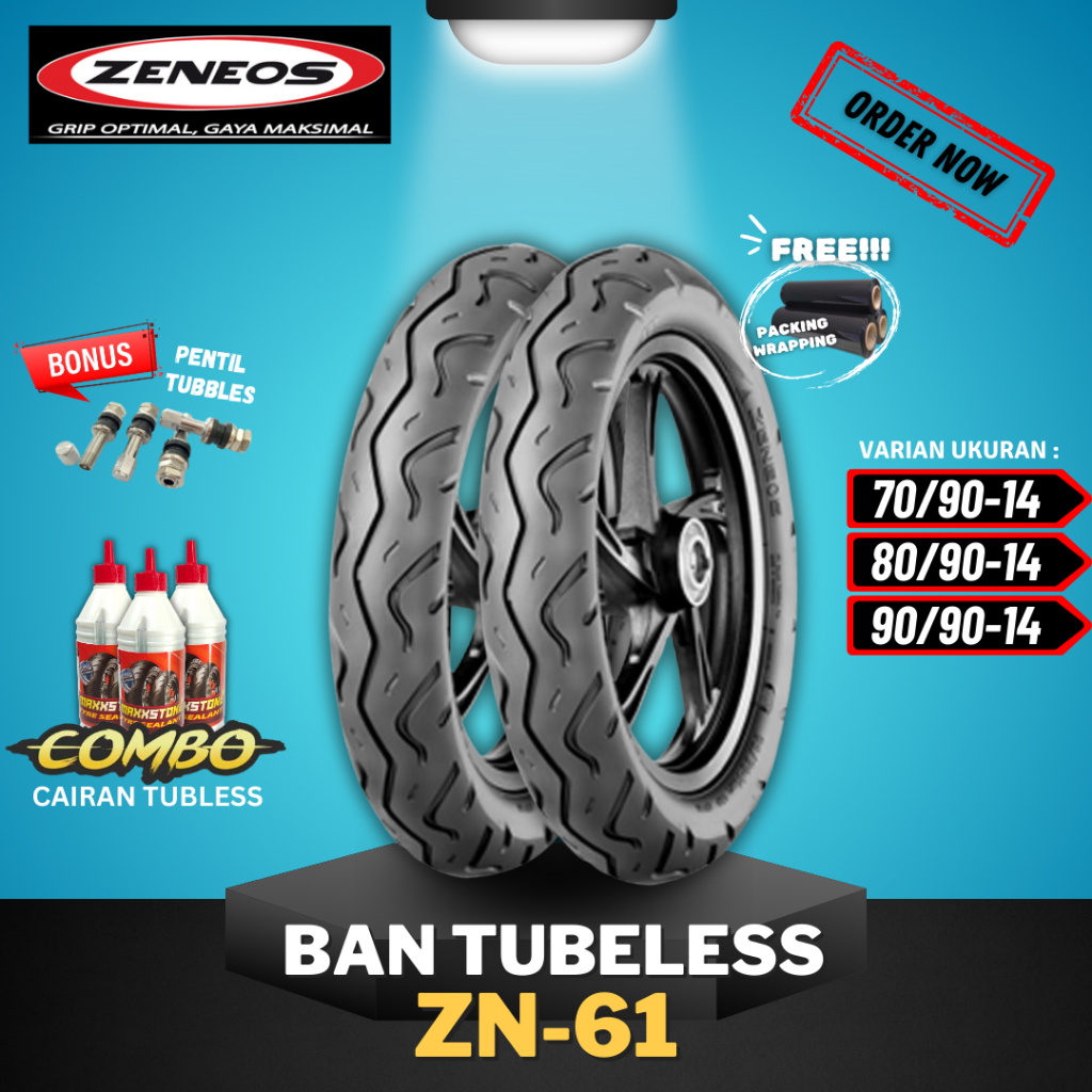[READY COD] BAN ZENEOS ZN61 RING 14 ( 70/90-14 / 80/90-14 / 90/90-14 ) BAN TUBELESS ZENEOS RING 14 /