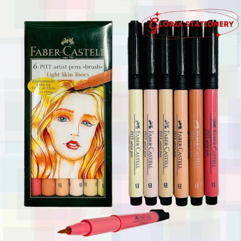 

FABER-CASTELL 6 Pitt artist pens soft brush light skin tones/Pitt arrist pens soft brush isi 6 ligjt skin tones Faber-Castell