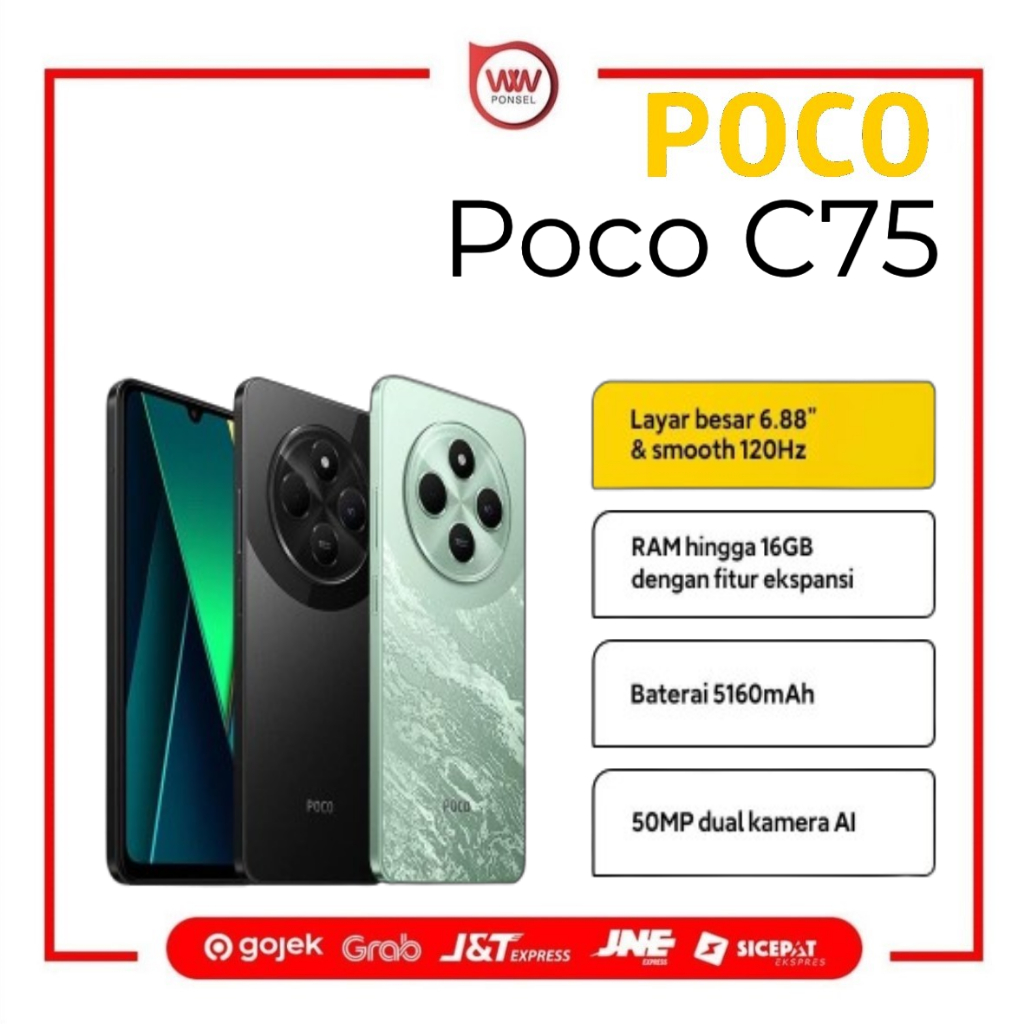 Hp Xiaomi Poco C75 Ram 6GB Internal 128GB Garansi Resmi