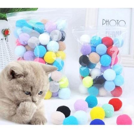 BOLA BULU MINI - Bola Mainan Kucing Bola Bulu Kucing Bola Kucing Bola Gigit Kucing Aksesoris Kucing