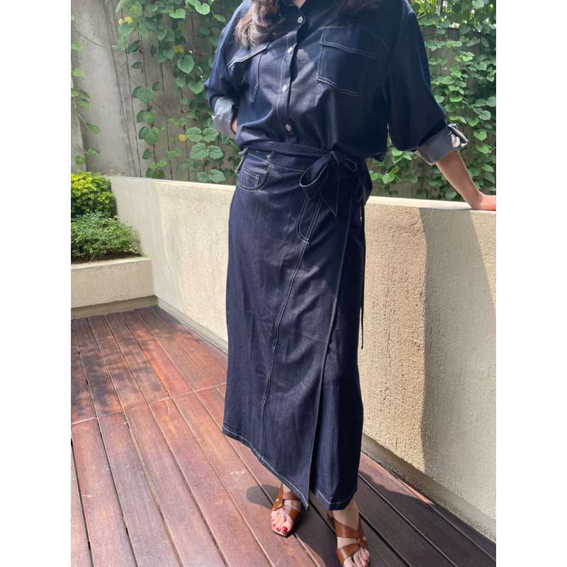 Nineties Studio - Rok ikat denim / wrap skirt denim / rok denim / rok wanita