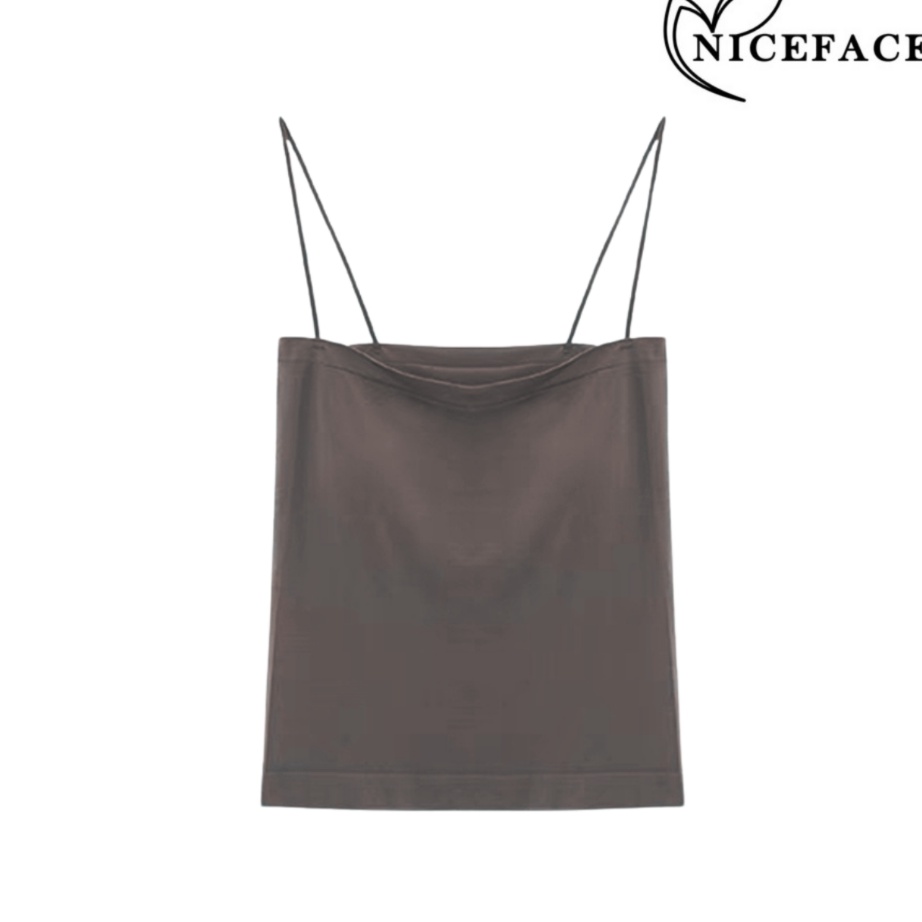 Diskon NICEFACE  Tanktop Bra With Cup Tank top Basic Wanita Square spaghetti Crop top