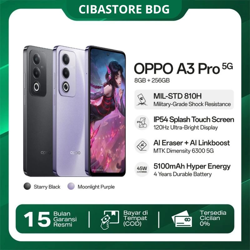 Oppo a3 pro 5G Ram 8+8GB Extended 16 GB Ram /256 GB Garansi resmi oppo indonesia