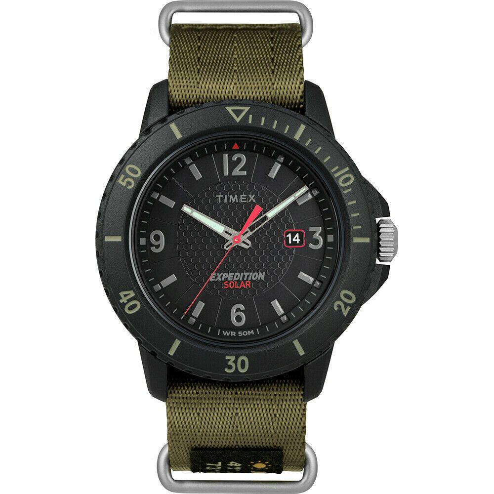 Timex TW4B14500, Gallatin, Expedition Green Nylon Watch, Solar Battery, Date