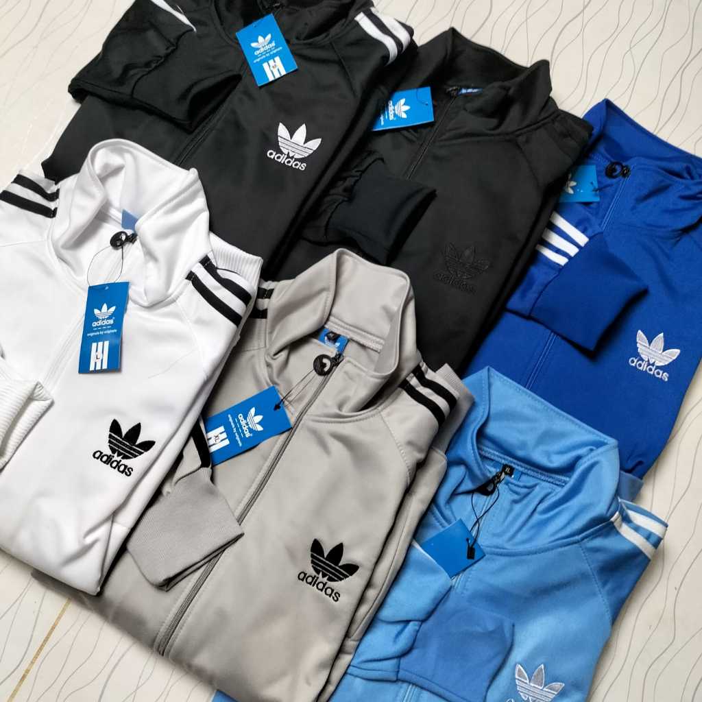 ADIDAS-Jacket Adidas Sport Pria wanita/Jaket Adidas Tracktop Putih List Hitam/Jaket Olahraga Firebir