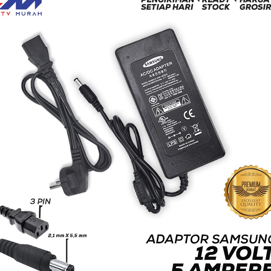 KF7 Adaptor 12V5A mmx21mm SAMSUNG Berkapasitas Murni