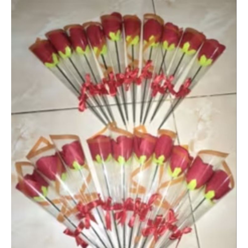 promo buket mawar / bunga mawar 1tangkai / bunga mawar flanel