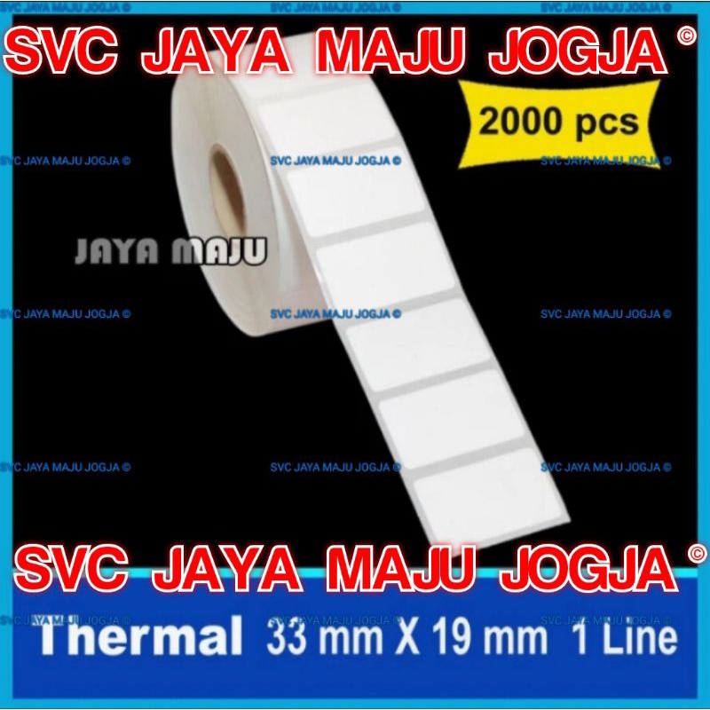 

MURAH KASIR LABEL THERMAL 33 x 19 MM LABEL BARCODE STICKER THERMAL ANTI AIR ANTI ALKOHOL XPRINTER ISI 2000 PCS JAYA MAJU JOGJA || LABEL BARCODE DIRECT THERMAL TANPA RIBBON || 33 X 19 THERMAL TOP COAT - 1 LINE - FACE OUT - ISI 2.000 PCS ||