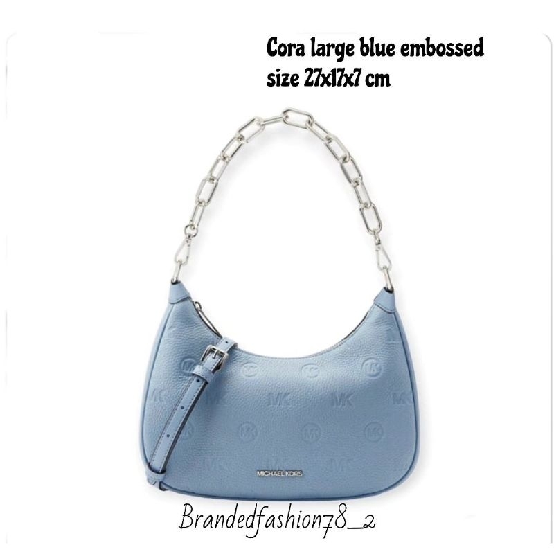 mk cora medium embossed blue original bag
