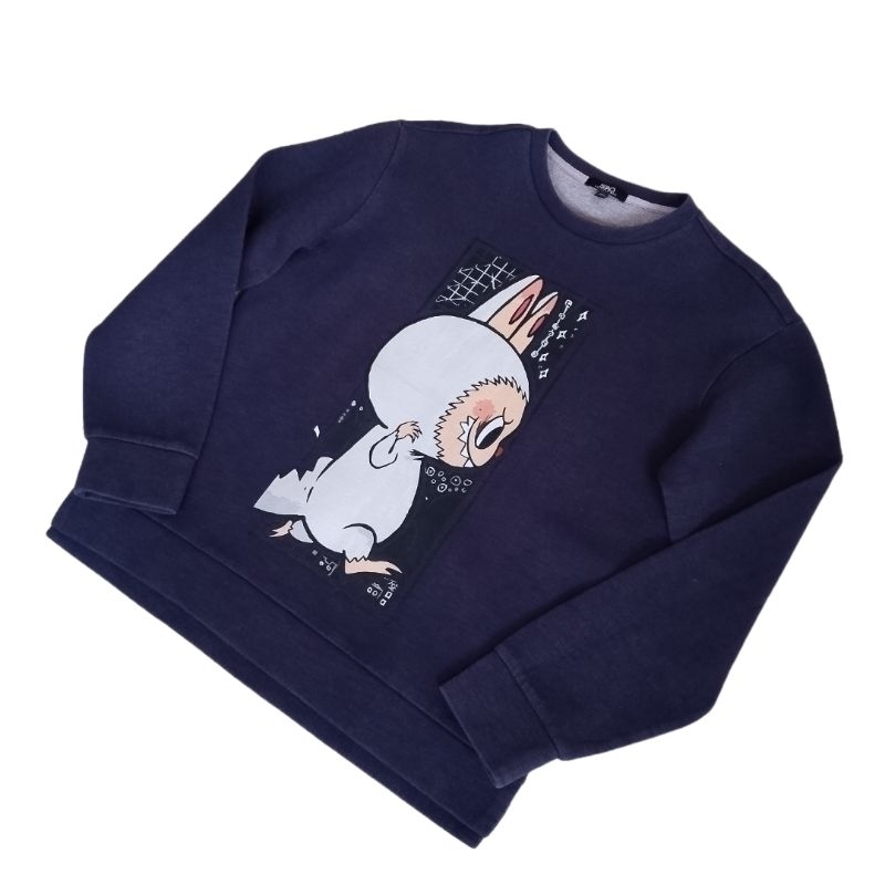 SPAO for Men (Unisex) Crewneck Labubu Midnight Blue size S fit M