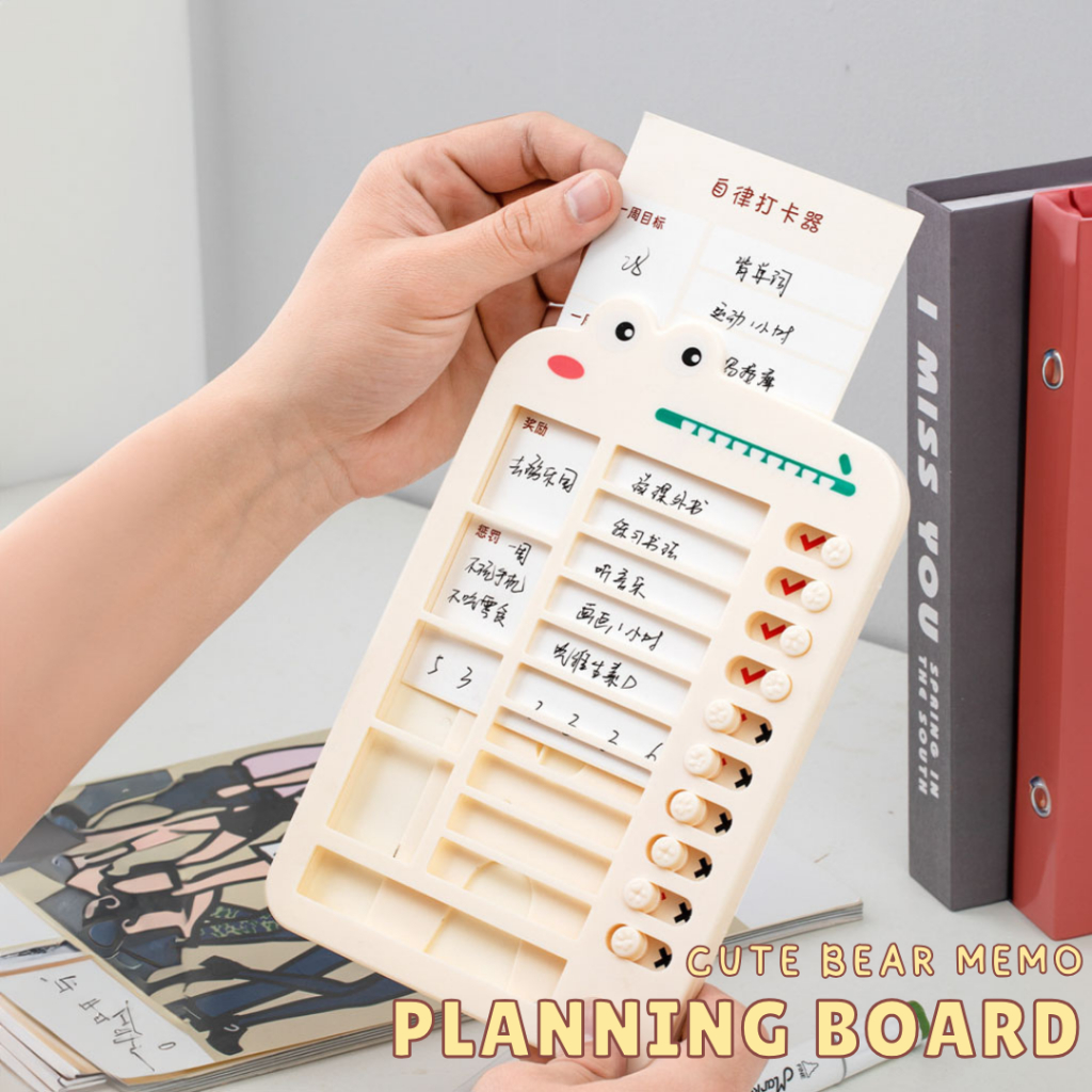 

lkjj Cute Bear Aestethic Memo Planning Board / Daily Task Checklist Board / Papan Checklist Estetik