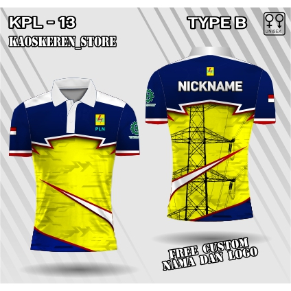 jersey dinas pln kerah polo kaos dinas pln baju dinas pln unisex free custom nama logo