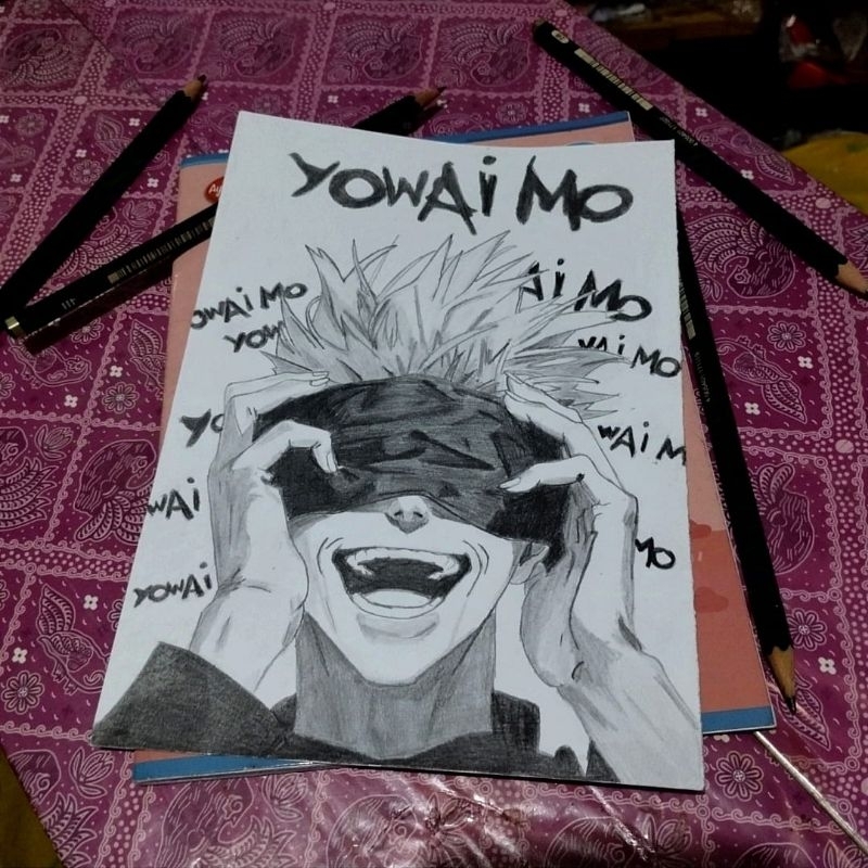 Anime / Gambar Sketsa GOJO Jujutsu Kaisen (hitam putih)
