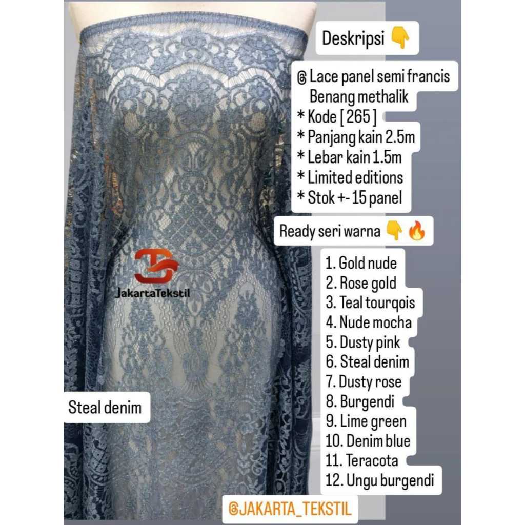 [ 265 ] [ 219 ] Bakal Kain Kebaya Brukat Brokat Panel Semi Francis benang metalik