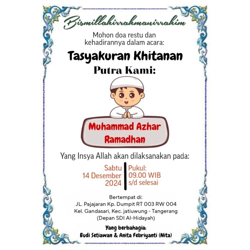 SEHARI JADI - undangan kopi undangan nikah undangan ultah undangan khitanan undangan sunat