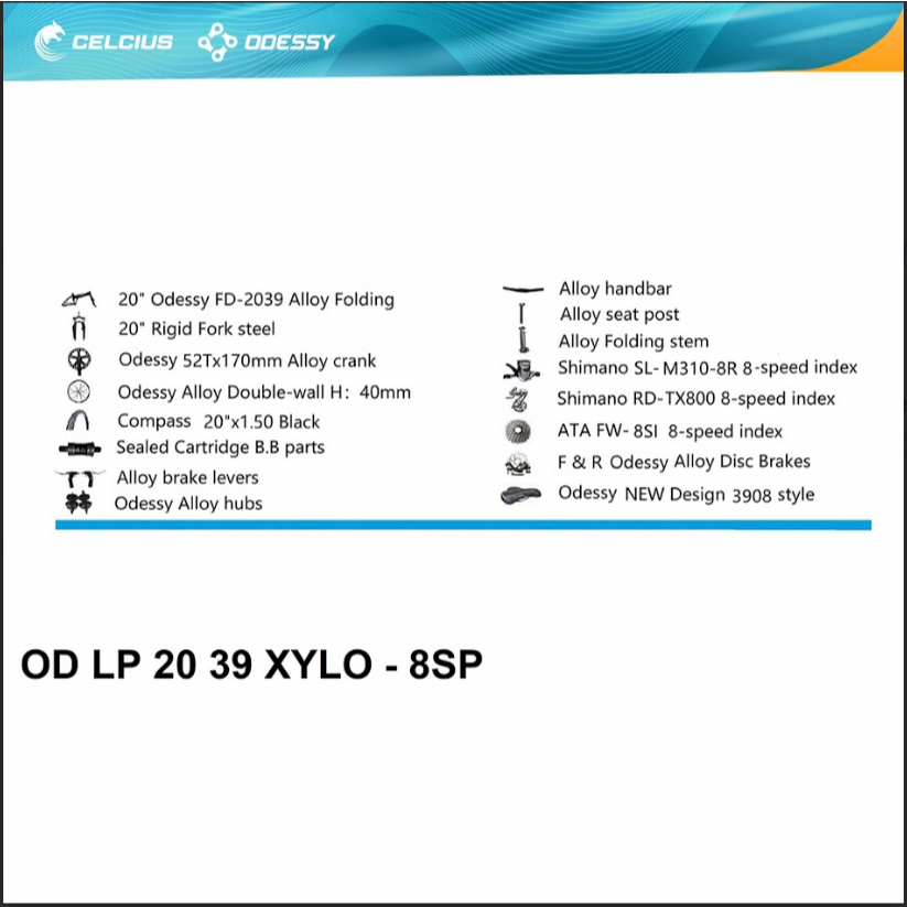 SEPEDA LIPAT ODESSY NEW XYLO FRAME ALLOY OD LP 20 39 - 8 SPEED
