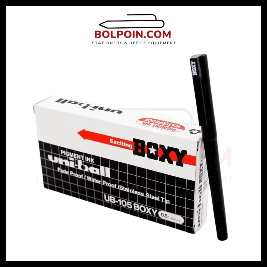 

Ball Pen BOXY Uniball 0.5mm UB-105 Bolpen Ballpoint 1 box isi 12-HITAM