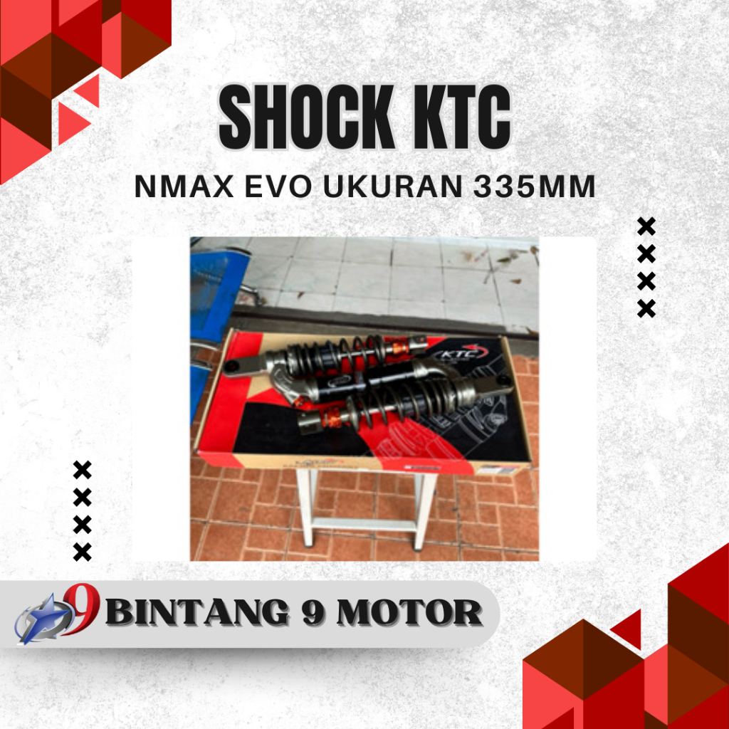 SHOCK (SKOK) KTC NMAX EVO UKURAN 335MM WARNA GREY-BINTANG SEMBILAN MOTOR