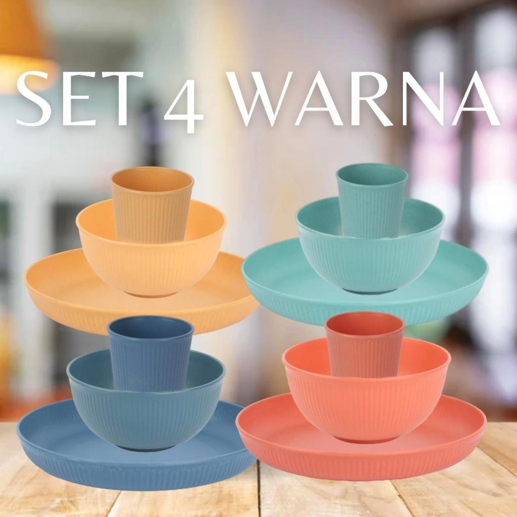 VOOVA [BIG SALE] SET PIRING, MANGKUK, DAN GELAS/ 3PCS/ 12PCS | BPA Free/ Set alat makan