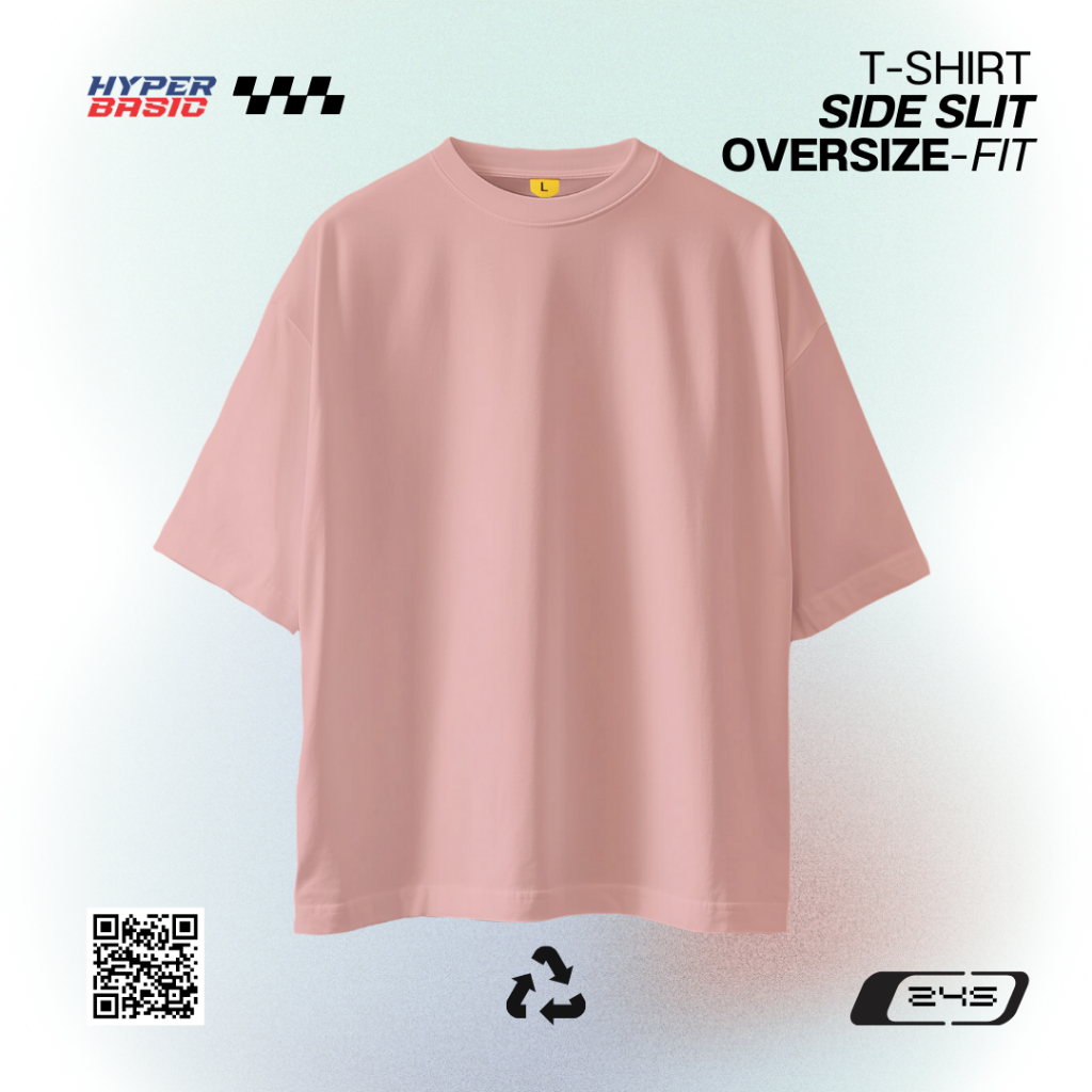 𝐇𝐲𝐩𝐞𝐫𝐛𝐚𝐬𝐢𝐜 Baju Kaos Polos Oversize Belah Samping Tanpa Saku Bahan Katun Combed 24s Pria Wanita Warn