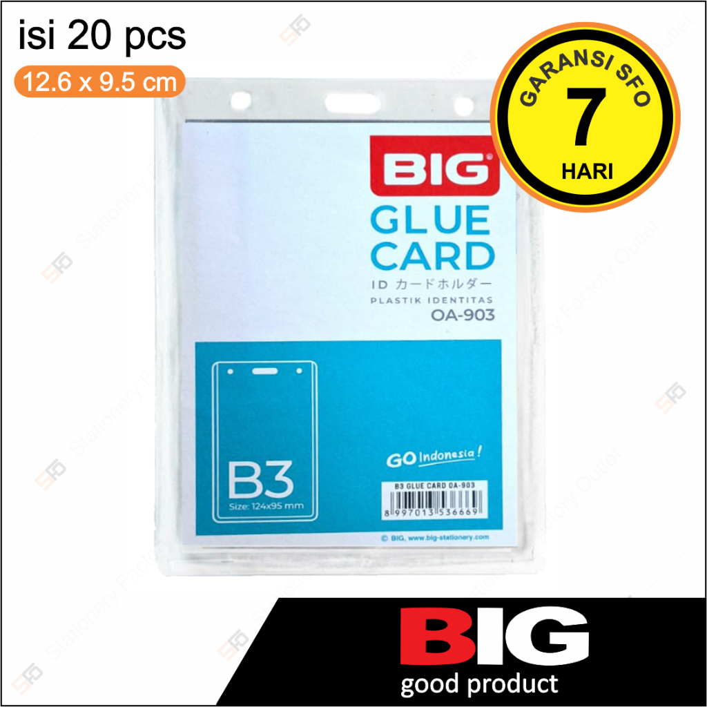 

ID Card Mika Big B3 isi 20 - 126mm x 95mm- Name Tag Glue Card Holder - SFO Semarang Official